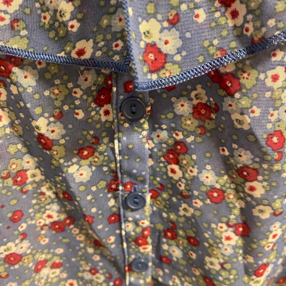 Maurices XL Top Sheer Floral Blouse Button Front Ruffle Shirt - Picture 3 of 7